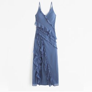 Abercrombie Cascading Ruffle Dress in Blue (Black shown for model pictures only)